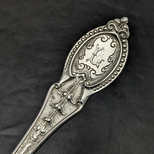 British Antique Silver Plate Berry Serving Spoon Pair